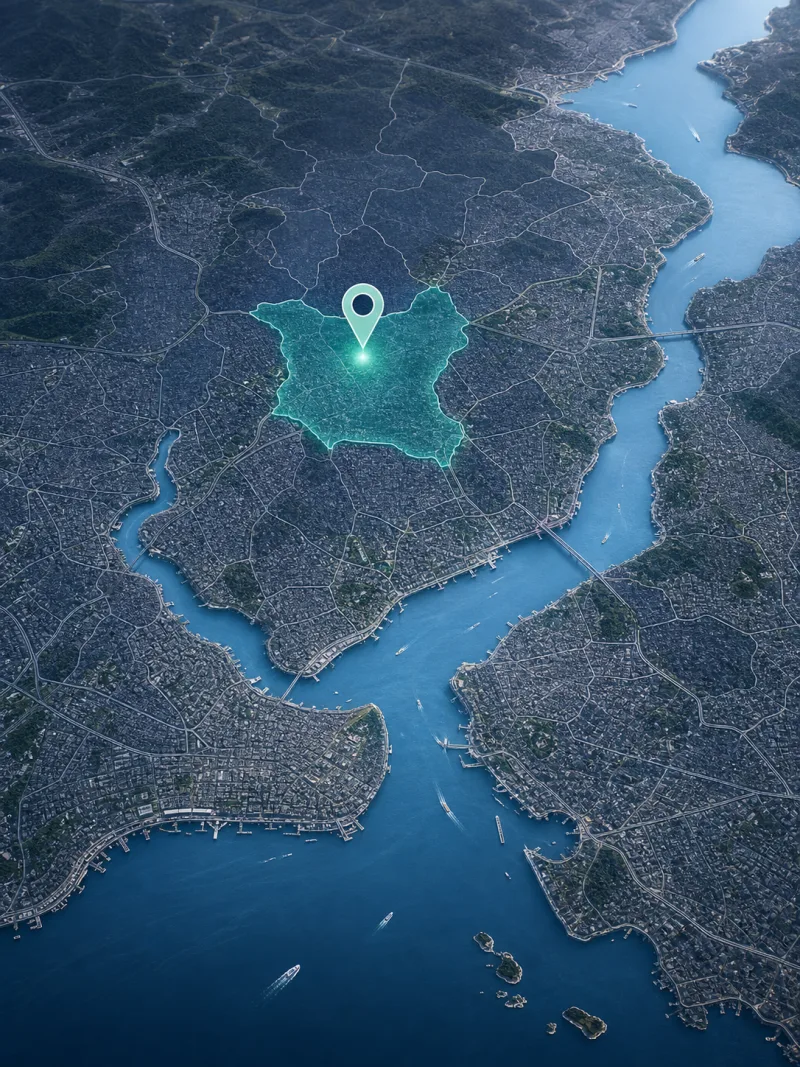 Kağıthane ilçesinin İstanbul içindeki konumunu gösteren harita görseli